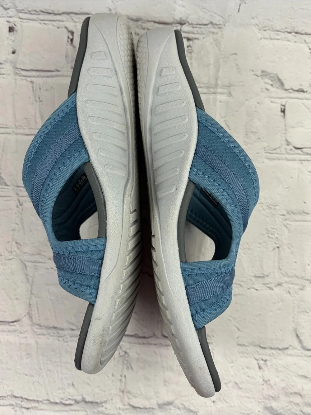 Spenco Energize Slide Sandals Womens Blue Stone Orthotic Comfort Shoes Size 8